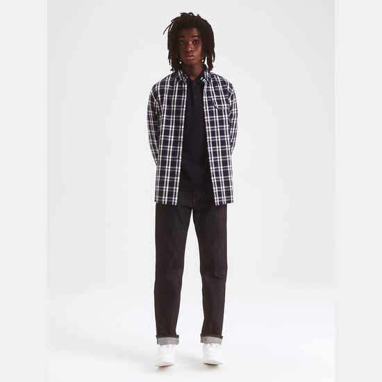 Aigle The Classic Check Shirts Men White/Black ZA-83967